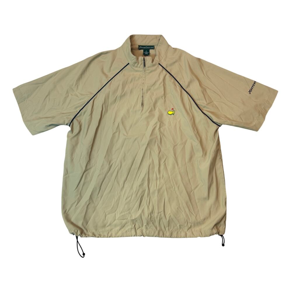 Masters Collection Mens Short Sleeve 1/4 Zip Windbreaker Size L Tan Augusta